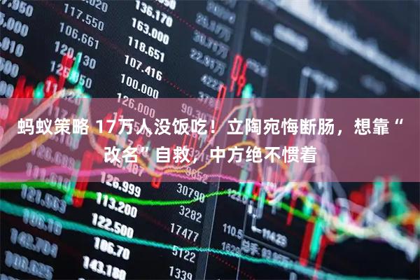 蚂蚁策略 17万人没饭吃！立陶宛悔断肠，想靠“改名”自救，中方绝不惯着