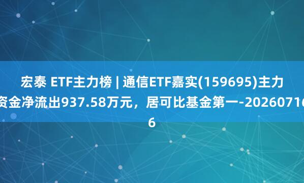 宏泰 ETF主力榜 | 通信ETF嘉实(159695)主力资金净流出937.58万元，居可比基金第一-20260716